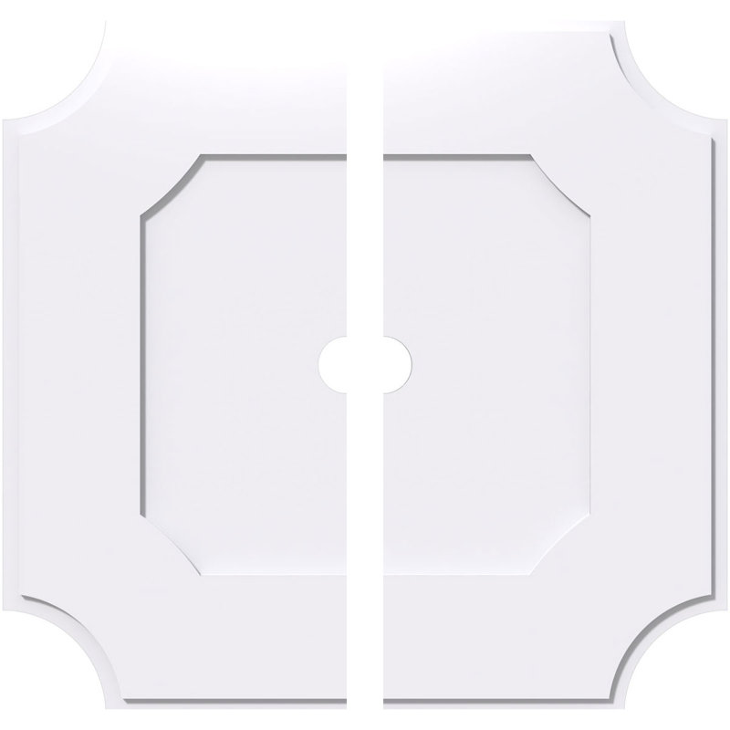 Médaillon de plafond contemporain en PVC de qualité architecturale Locke, deux pièces, H 1 po x l 26 po x P 26 po