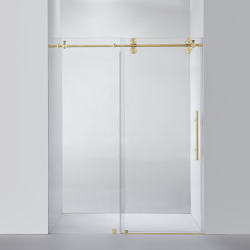 60" x 78" Brushed Gold Frameless Sliding Shower Door