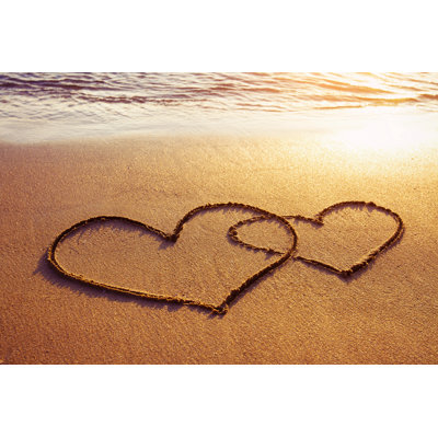 Hearts On Beach - Wrapped Canvas Print
