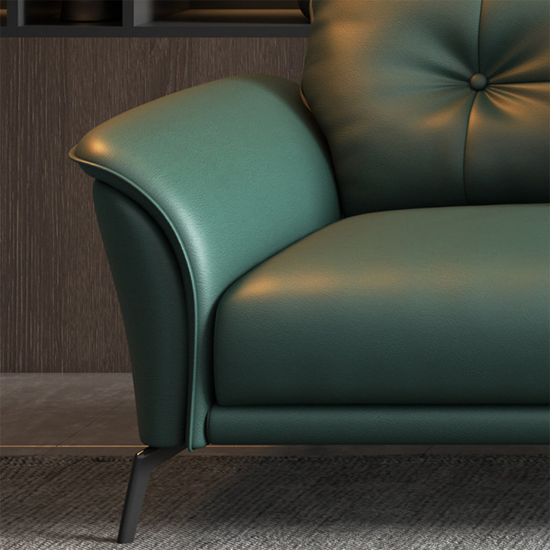 Ensemble de salon 3 pièces en cuir véritable vert