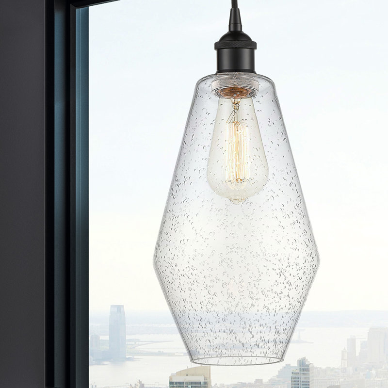 Luminaire suspendu simple à 1 lumière Gabbie, Noir mat