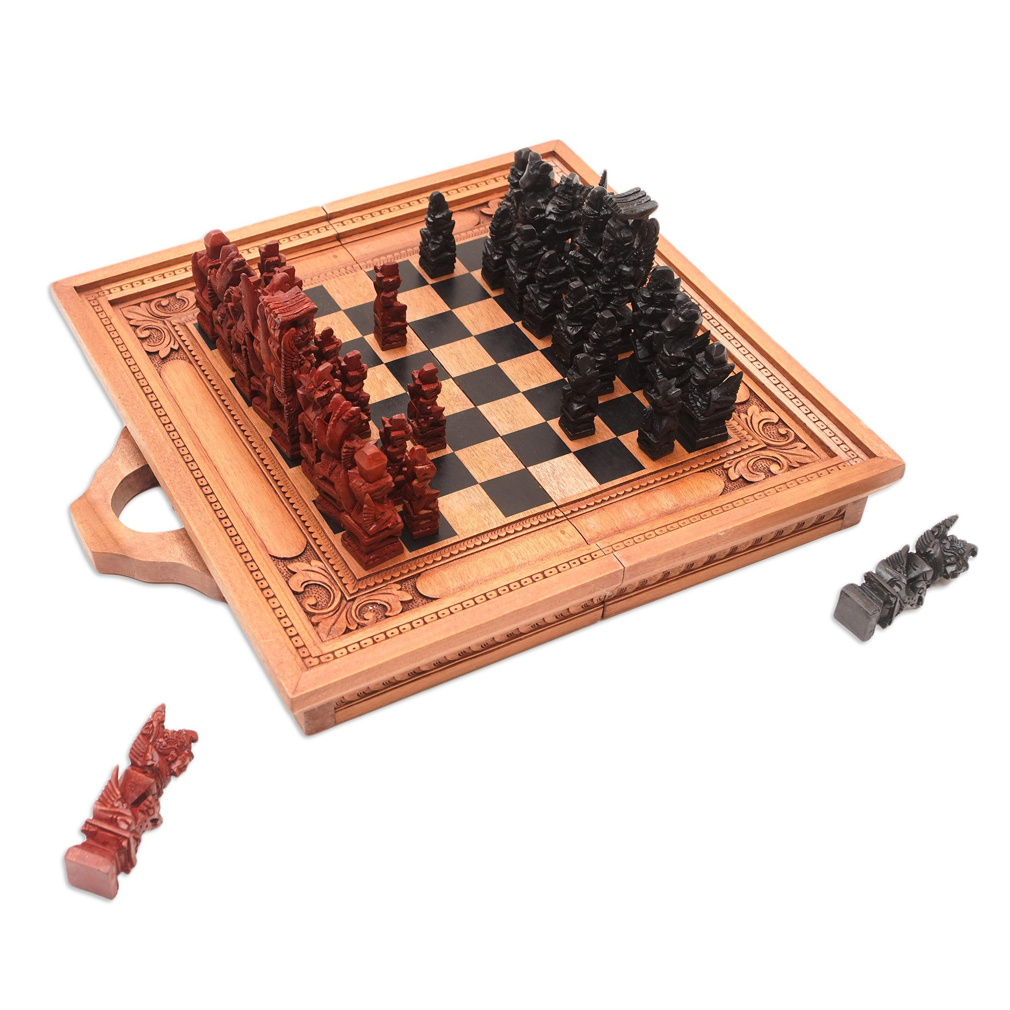 Novica Mukhamedali Novica 2 Player Wood Chess And Checkers Set