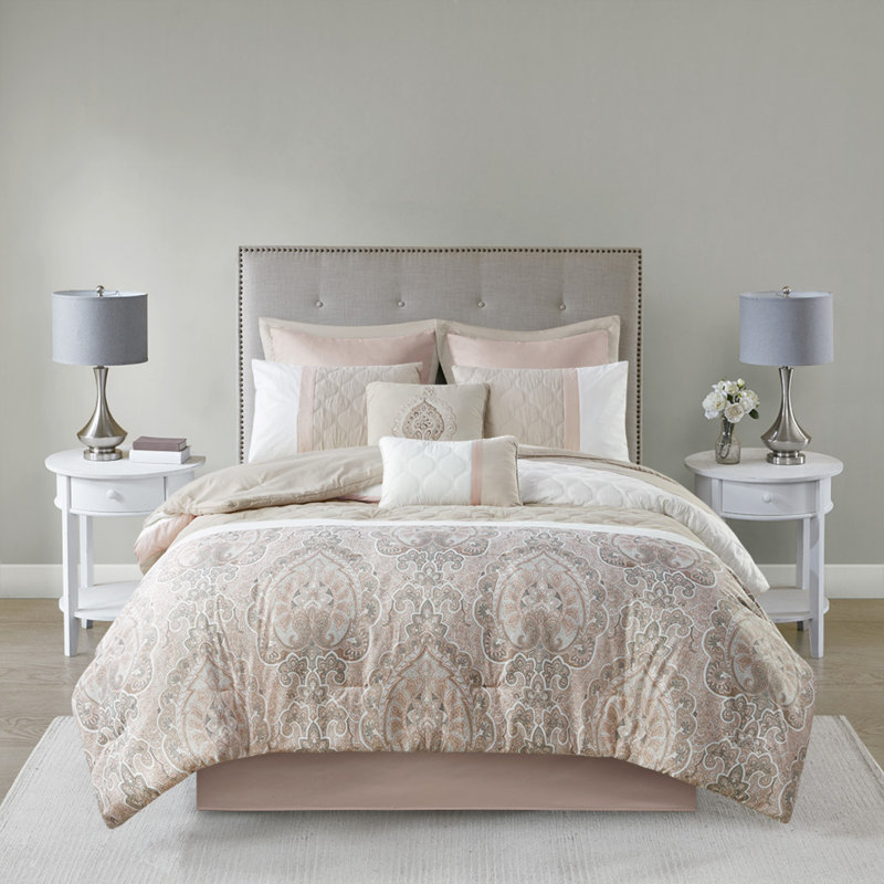Ensembles de literie pour très grand lit luxueux, élégance rosée de polyester pour la maison