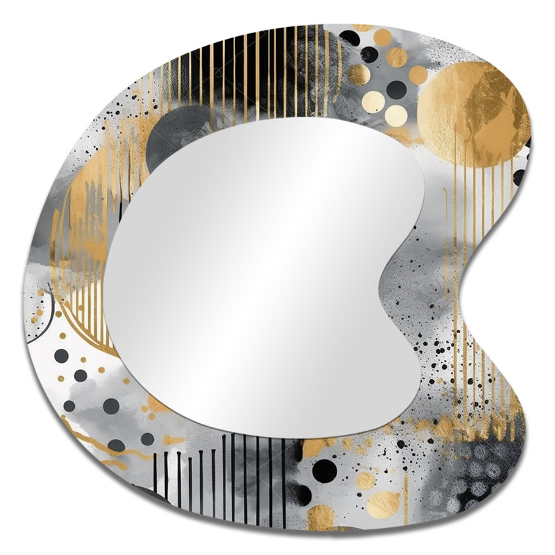 Or et gris formes modernes minimalisme III - formes asymétriques abstraites - grand miroir mural moderne, 33 po x 33 po