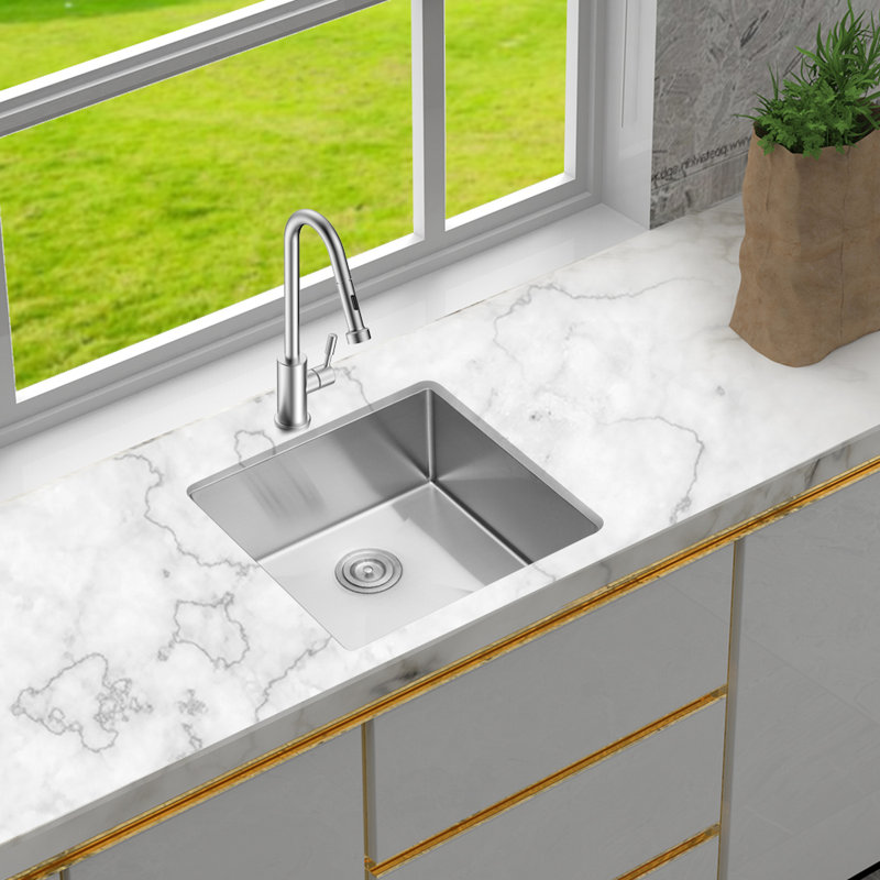Évier de cuisine profond en acier inoxydable encastrable 23 po avec drain en nickel brossé et drain de calibre 16 de 10 po (23 po x 18 po x 10 po)
