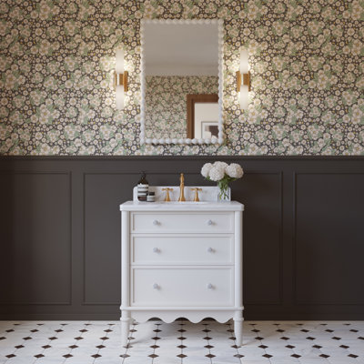 Meuble-lavabo 30 po Cheyannia en blanc de blanc 11-4800 TPG, marbre d'ingénierie NN160531