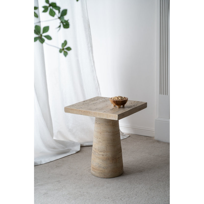 20X20x24" Square Side Table With Pedestal Base, Cream