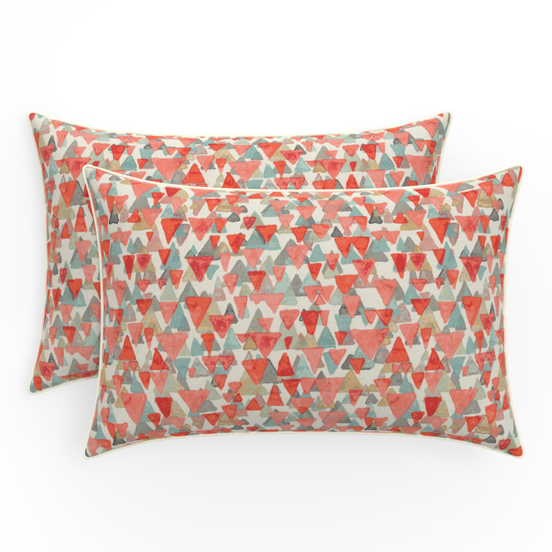 Pillow Perfect Abstract Indoor/Outdoor Accent Throw Pillow, 16.5" H x 24.5" W, Pink/Red, Rectangular