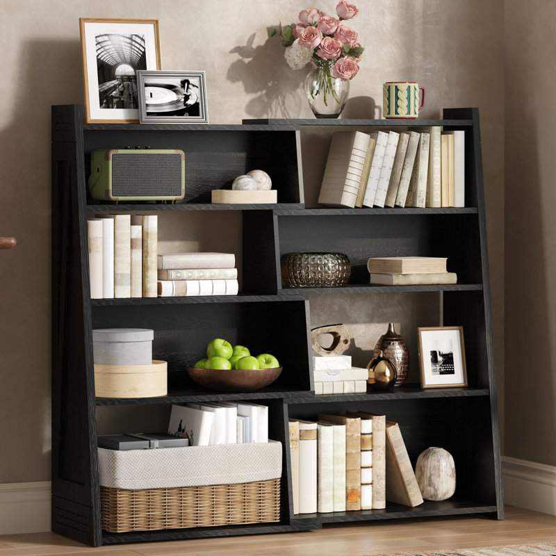 Bibliothèques extensibles avec rangement, tablette moderne en bois aggloméré pour petite maison