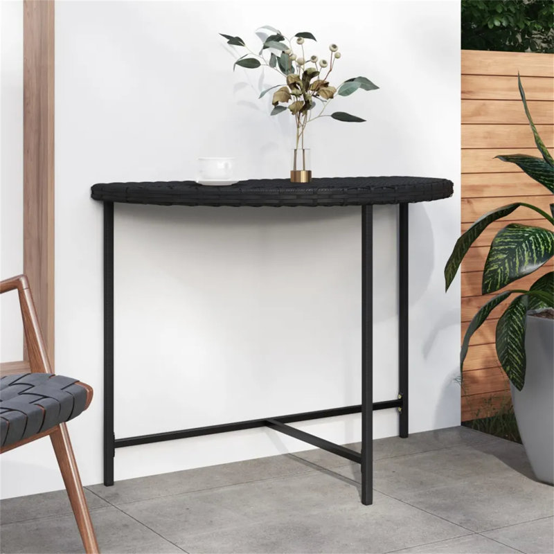 Guiles Rattan Balcony Table, 29.53cm H x 31.5cm W x 50cm D, Black