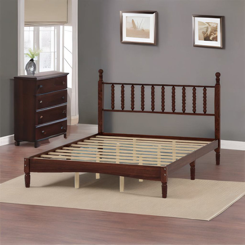 Grand lit plateforme en bois Larrabee, Noyer