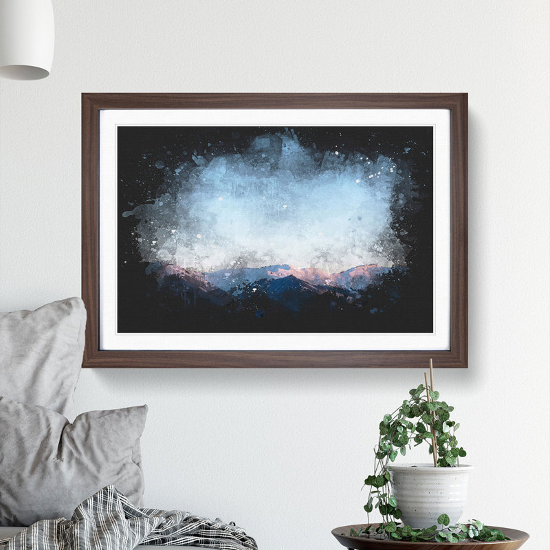 Mountain Horizon in France - Picture Frame Graphic Art Print, 33cm H x 45cm W x 2cm D, Walnut Framed
