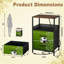 Table de chevet avec station de recharge, 2 tiroirs, ports USB et prises électriques, tablette ouverte, noire, pour chambre ou salon. Motif : ballon de soccer, filet de but et terrain en gazon vert.