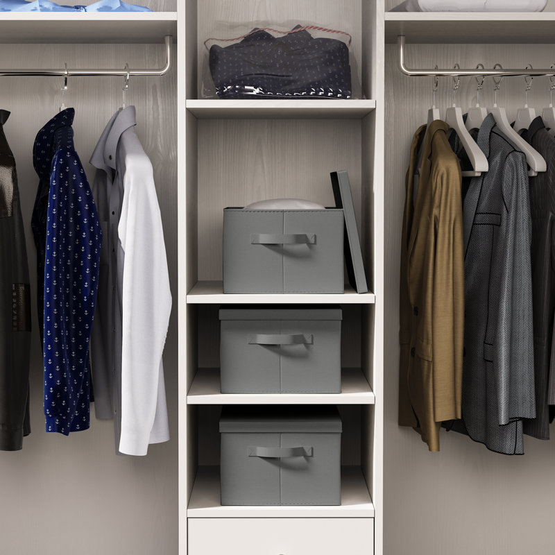 Boîte en tissu pliable et pliable, gris, H 7,5 po x l 11,8 po x P 16,5 po