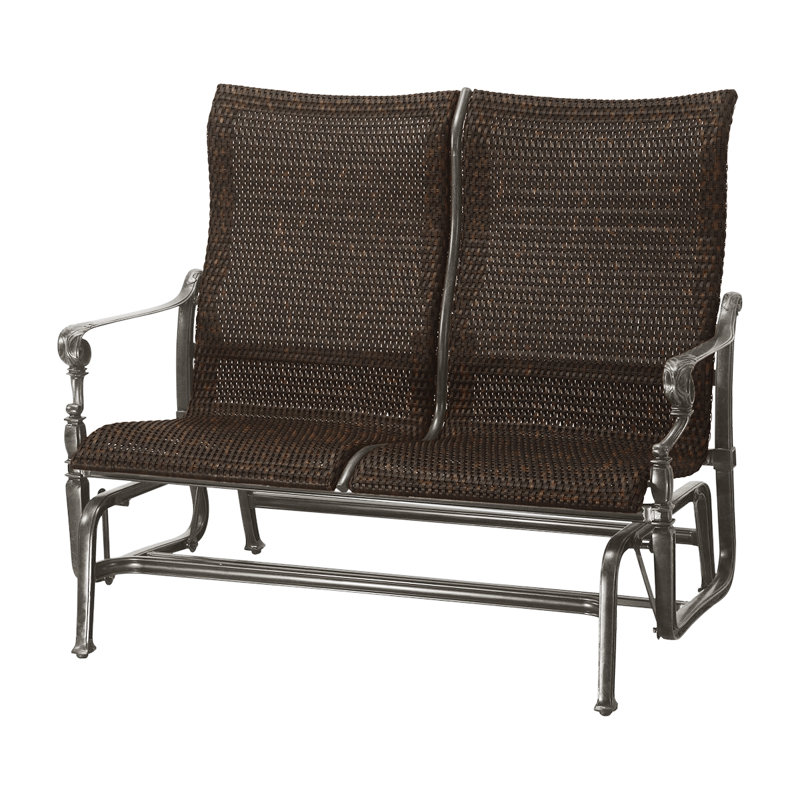Grand Terrace Woven High Back Loveseat Glider, Chestnut, Vintage