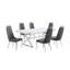 Ensemble de salle à manger en bois blanc avec chaises d'appoint en velours (5 ou 7 pièces)-908445318-908445323-908330499