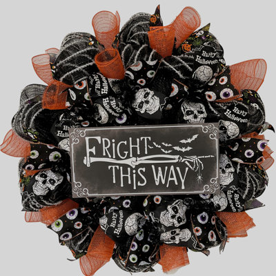 Halloween Wreath Fright This Way Handmade