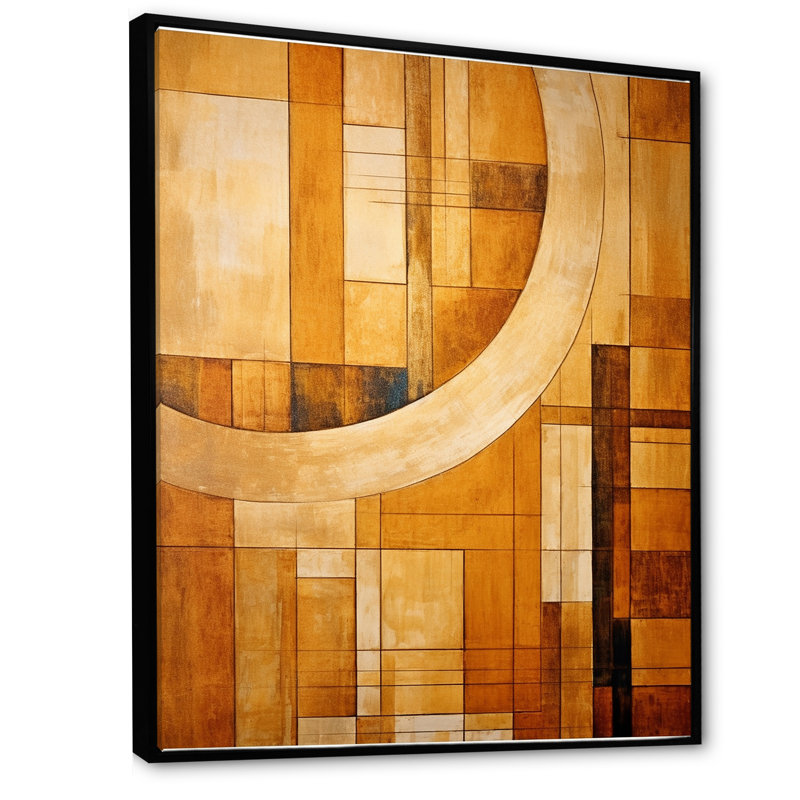 Bronze Brilliance Symetry II - formes abstraites, impressions sur toile, Cadre flottant noir, H 40 po x l 30 po x P 1,5 po