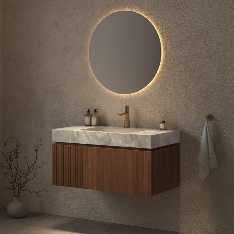Meuble-lavabo mural simple 36 po avec lavabo, Espresso