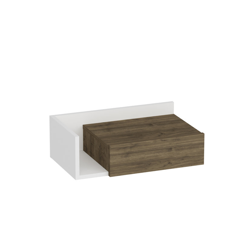 Ranayah 60cm W Particle Board Bedside Table, White/Walnut
