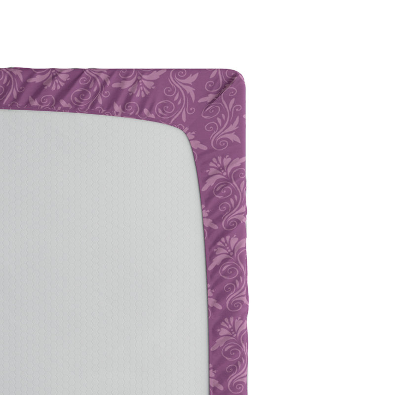 Microfiber Floral Fitted Sheet, Twin XL Fitted Sheet, Purple Floral