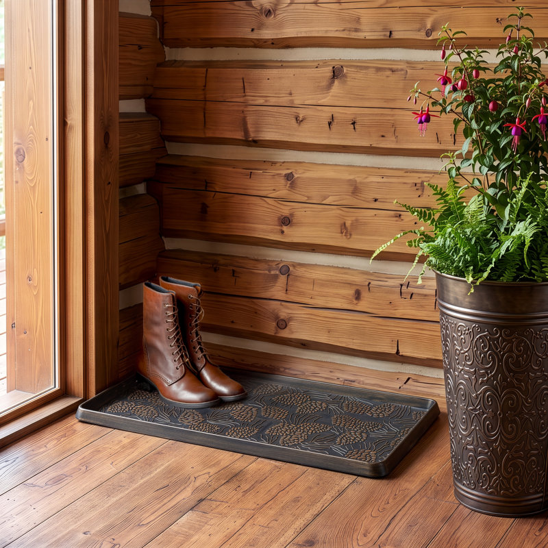 Plateau pour bottes d'extérieur antidérapant en caoutchouc Pine Cônes 32 po x 16 po