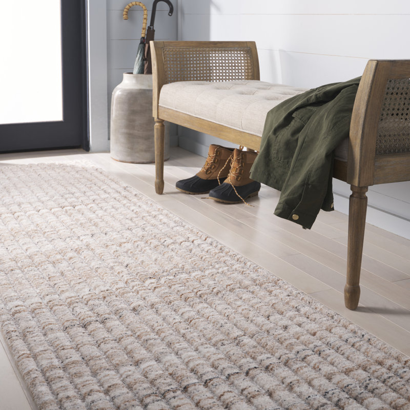 Msr7301 Mirage Martha Stewart 700 Hand Loomed Pet/Cotton Solid Color Rug in Beige, Runner 2'3" x 8'