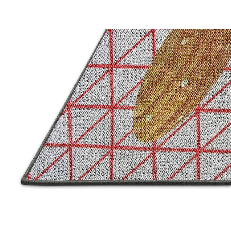 Tapis rouge/brun/noir à motifs, Rectangle 4 pi x 6 pi