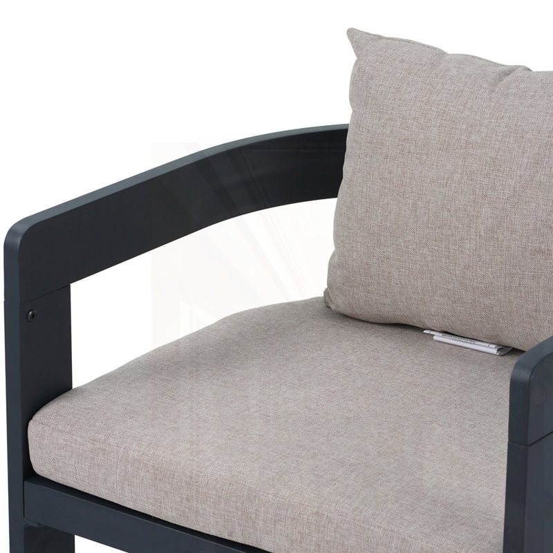 Ensemble de 2 chaises en aluminium, Coussin beige / structure gris foncé