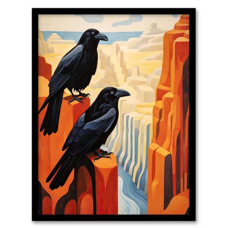 Grand Canyon Crows Birds Abstract Minimalist Landscape - Single Picture Frame Print