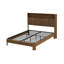 Base de lit plateforme en noyer grand avec tête de lit et tablettes de rangement, support en métal de conception moderne Wave