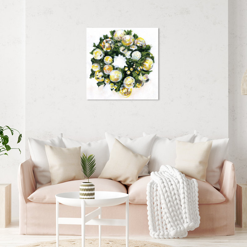 Golden Christmas - peinture sur toile tendue, H 20 po x l 20 po