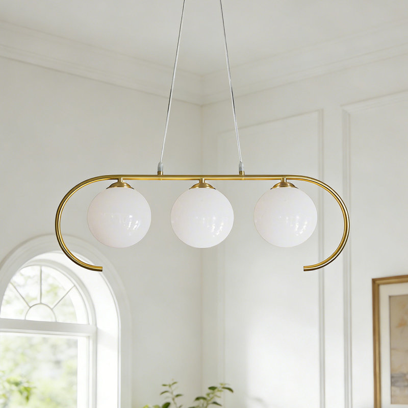 Luminaire suspendu en verre 3 lumières pour îlot de cuisine 3 lumières, Trois lumières