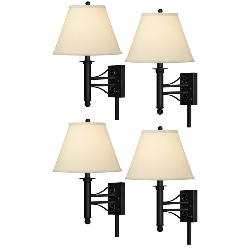 Hammertone Bronze Plug-in Armed Sconce, Black Iron