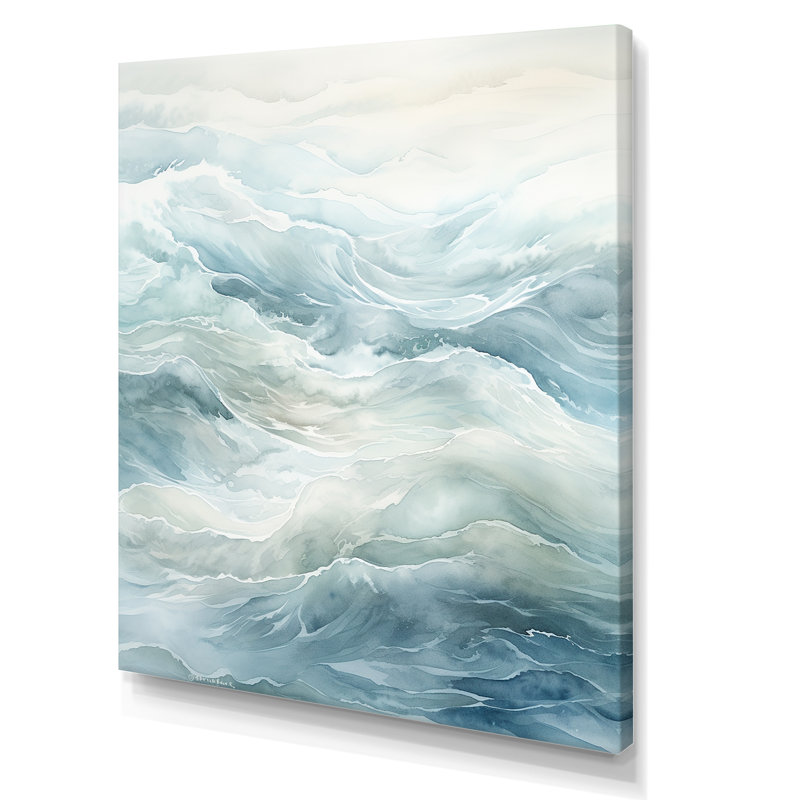 Impression sur toile Ocean Minimal Waves Charm, H 40 po x l 30 po x P 1,5 po, Toile tendue
