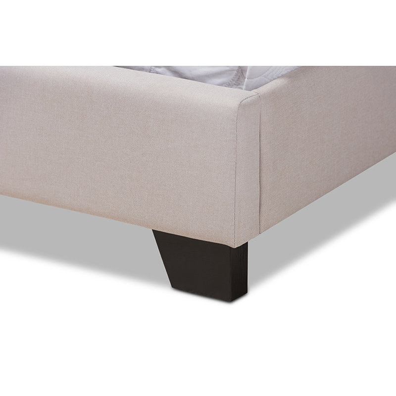 Upholstered Platform Bed, Beige, Queen