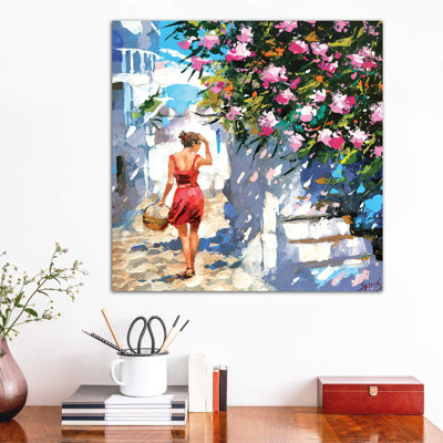 Greek Lane by Dmitry Spiros - Wrapped Canvas Painting