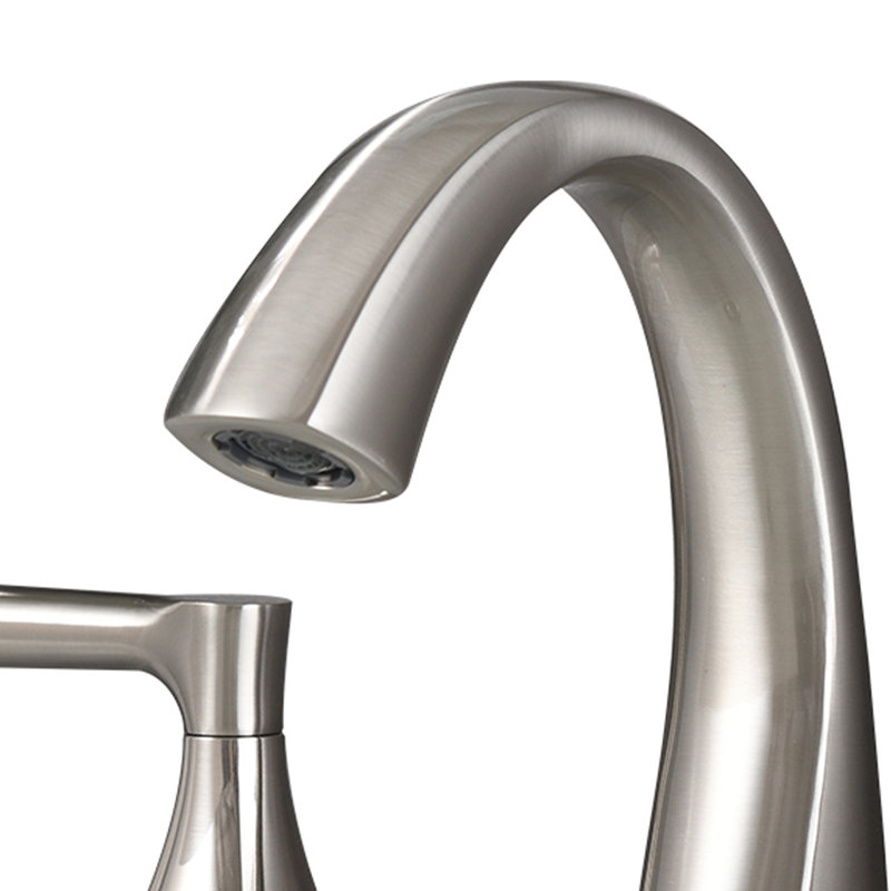 Robinet de lavabo de salle de bain à deux poignées Topcraft avec égouttoir escamotable, Nickel brossé