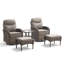 Ensemble de conversation de patio 5 pièces en osier à haut dossier avec coussins de 6 pouces d'épaisseur, chaises berçantes pivotantes, repose-pieds et table d'appoint-683603031