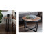 Console demi-ronde Gerhardt en brun rustique, noir