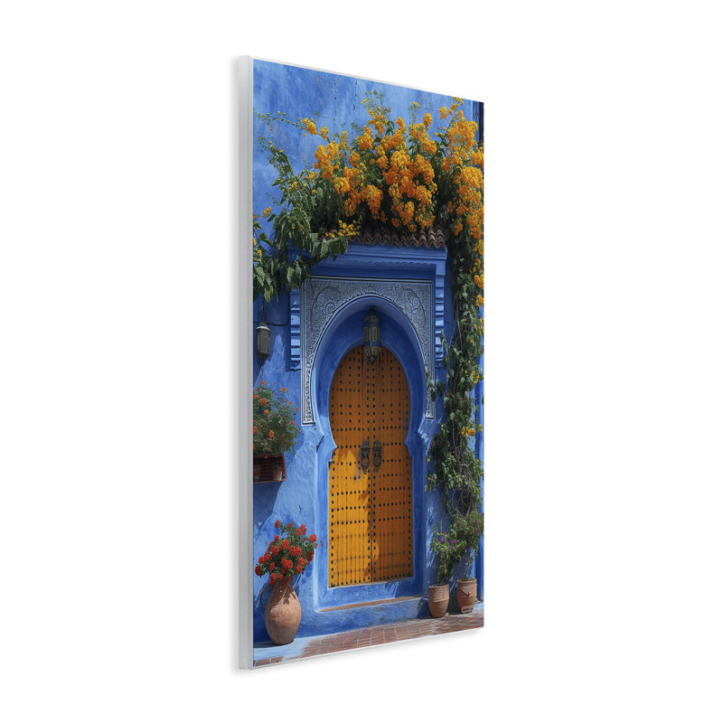 Art mural bleu et orange par RB, H 15 po x l 10 po