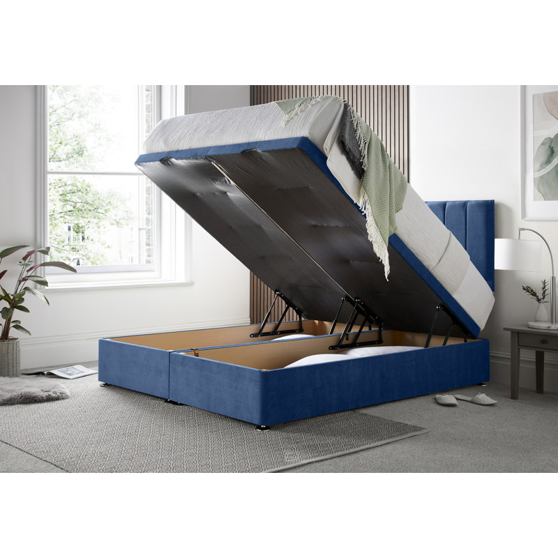 Sara Naple Divan Ottoman with Headboard on Struts, Kingsize (5'), Blue