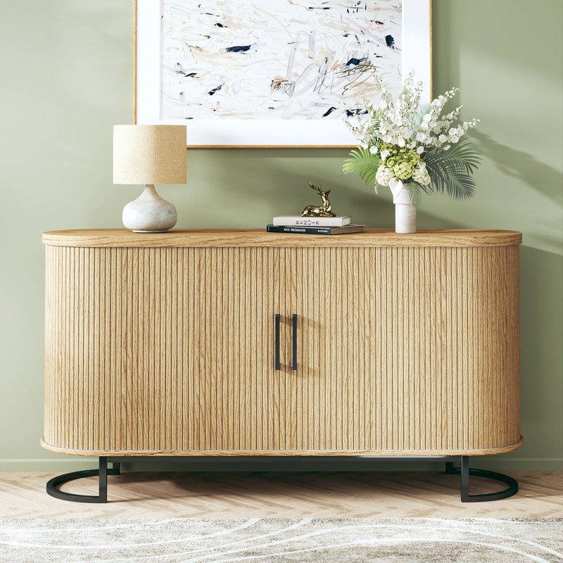 Buffet de 54 po avec tablettes réglables, H 30,3 po x l 54,3 po x P 15,7 po, Naturel
