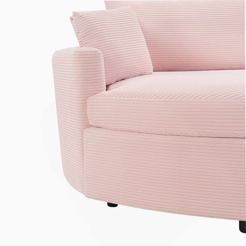 Canapé-lit double surdimensionné avec siège profond et ports USB, idéal pour un salon relaxant et confortable, Rose