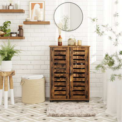 Armoire de salle de bain, armoire de rangement avec portes à persiennes