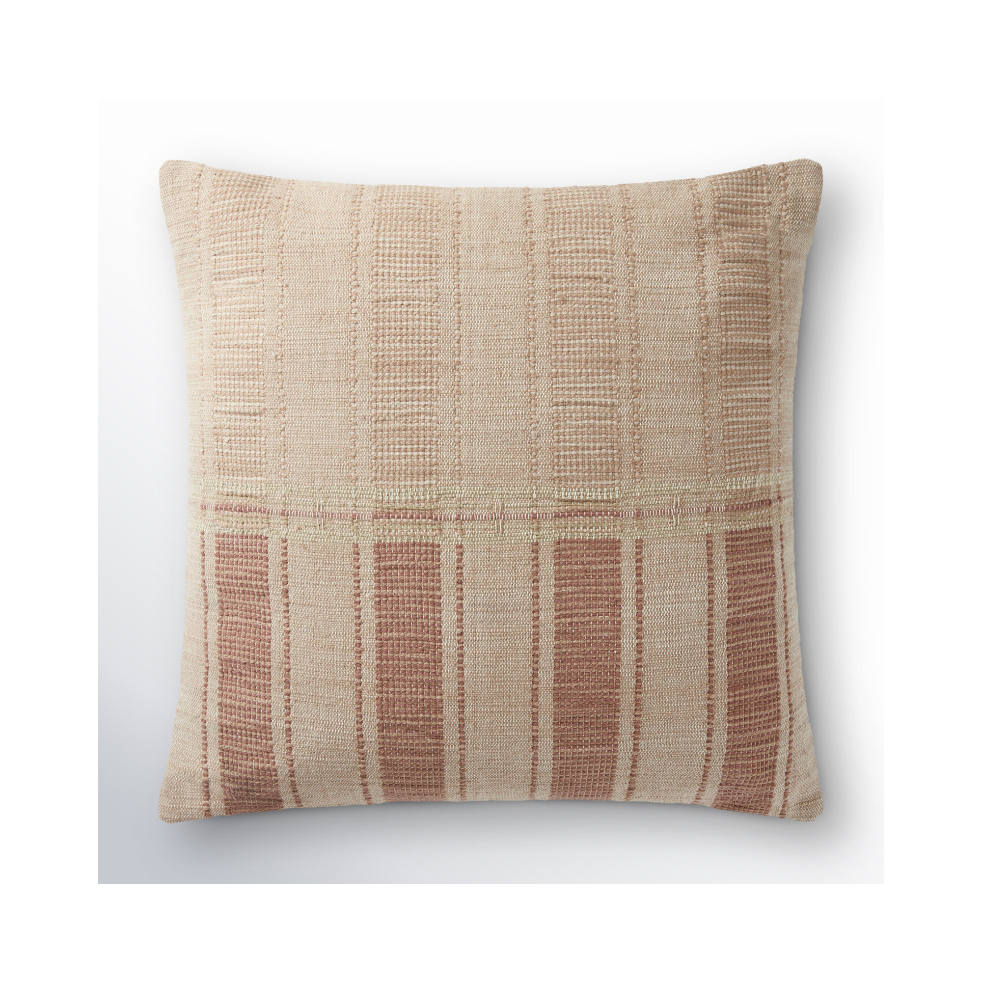 Carmel Striped Cotton Throw Pillow, Down, Natural/Rust