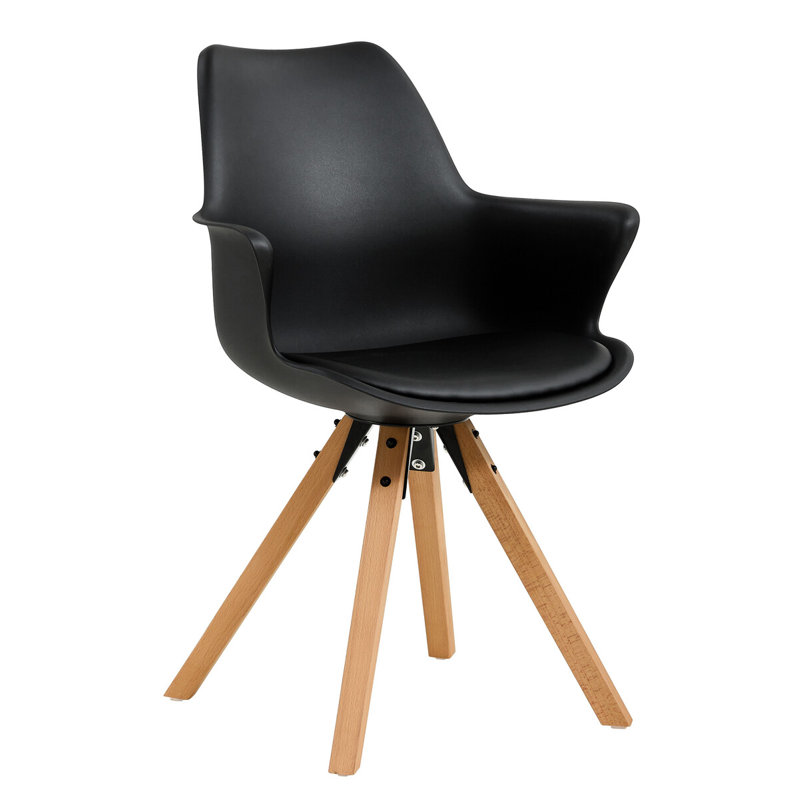 Ciaran 48cm H Upholstered Upholstered Back Armchair, Black