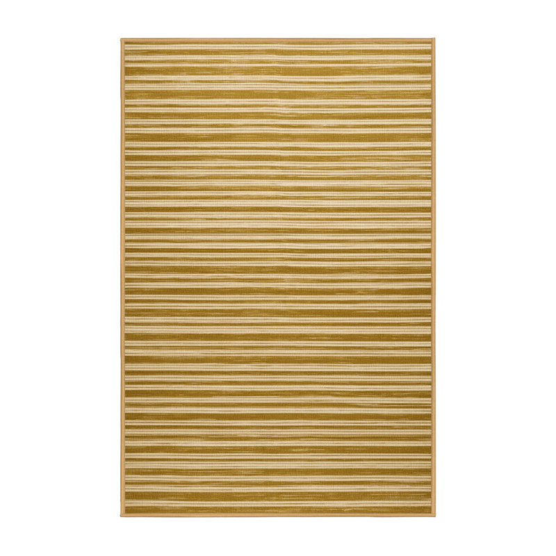 Tapis brun à rayures horizontales lavable à la machine, Rectangle 7 pi x 9 pi