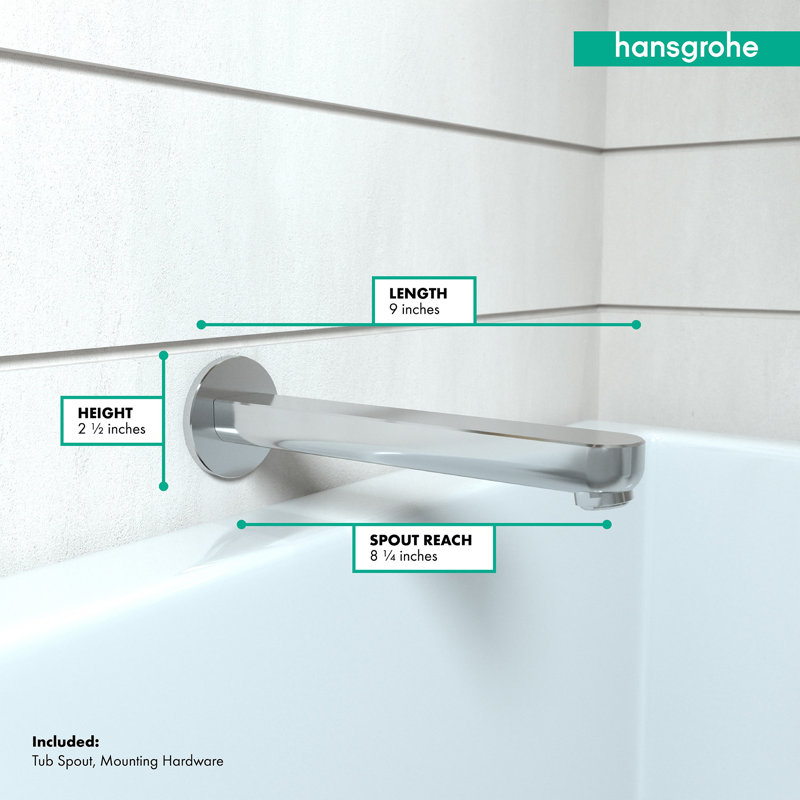 Metris S Wall Mounted Tub Spout Trim, Chrome