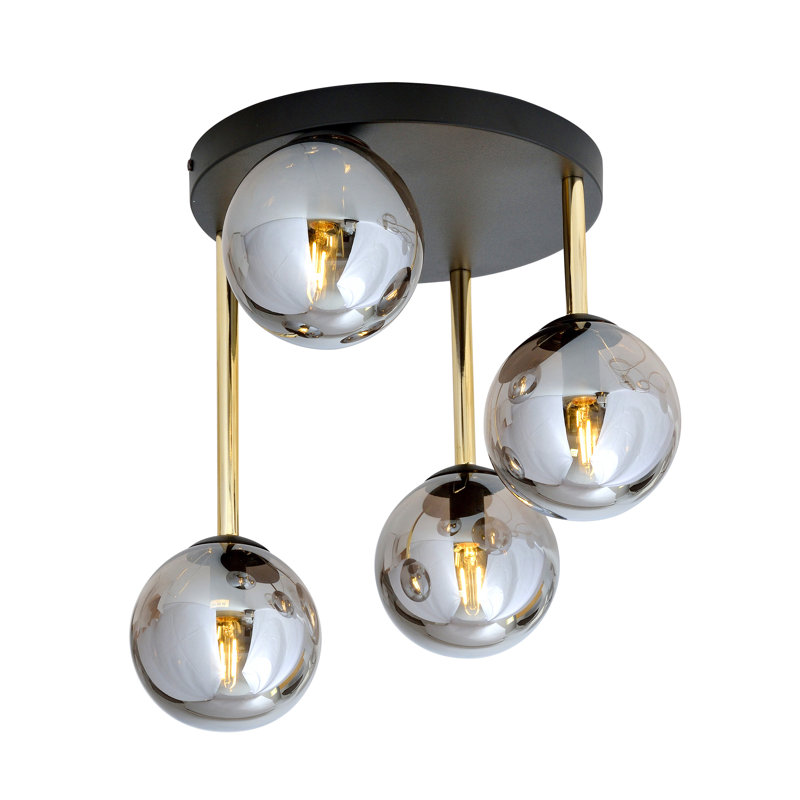 Wlikerson 4 - Light Geometric Chandelier, Black, Grey